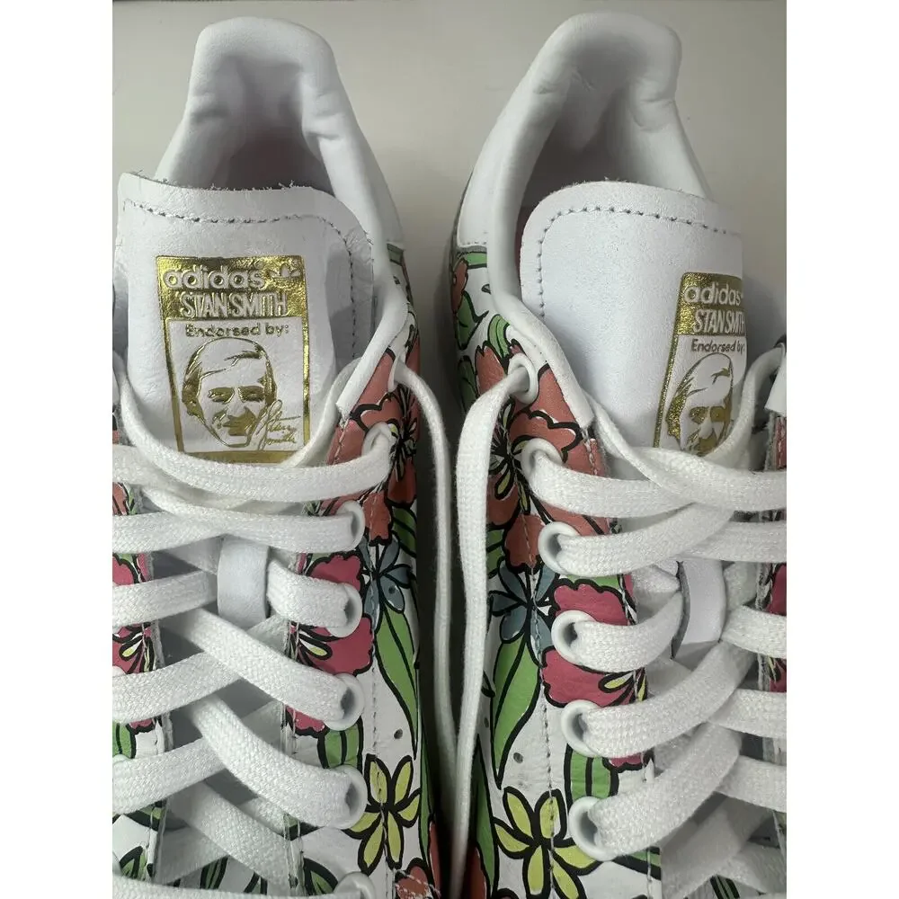 Adidas x Stan Smith All-Over Floral Print Shoes 2021 Sneakers Cloud White Size 8 - Picture 9 of 16